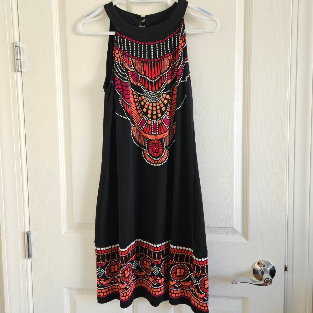 Apt. 9 Black and Red Beaded-Print Halter Dress
